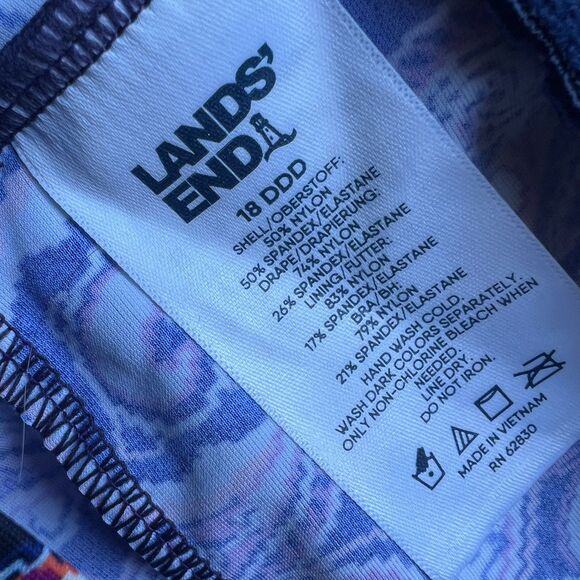 Lands' End Women's Slender V-Neck Tunic One Piece Swimsuit Sz 18 Navy Cruise NWT - Picture 7 of 7